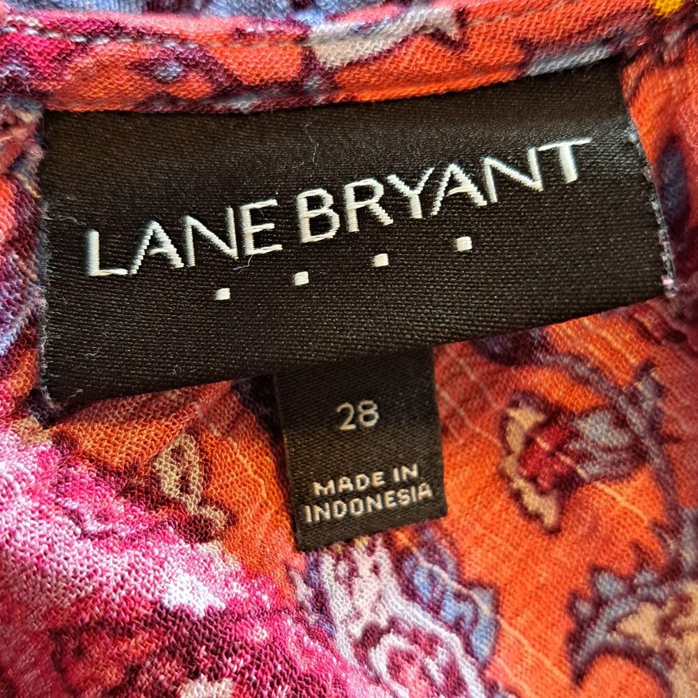 Lane Bryant Red Purple Floral Striped Patterned Tank Top Plus Size 28 - Picture 5 of 6